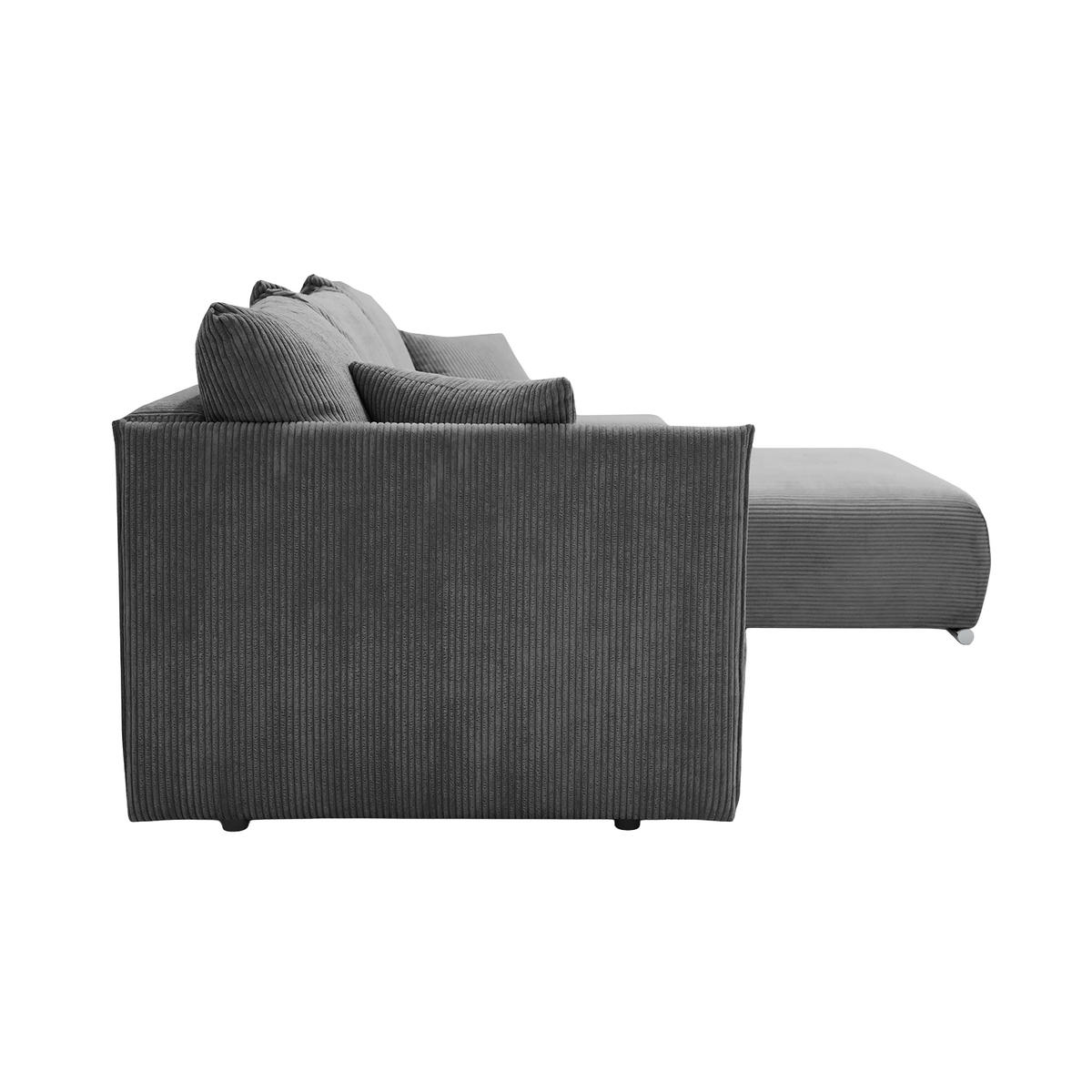 ECKSOFA TRAWANGA L mit Schlaffunktion, Grau - Grau, Textil (246/188cm) - Fedve