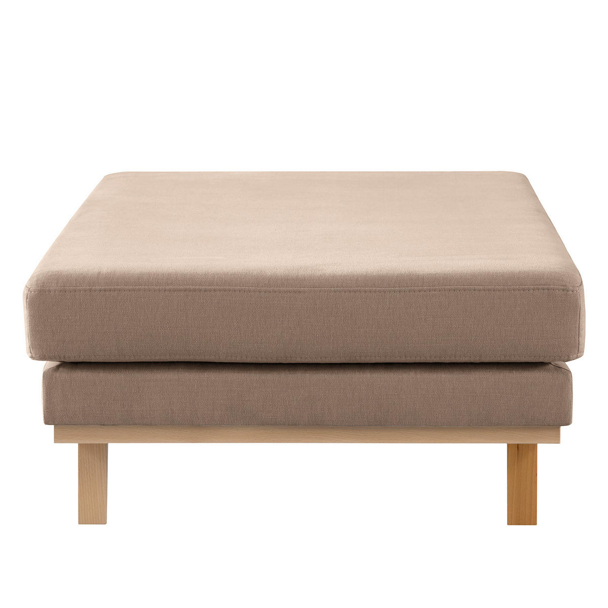 POLSTERHOCKER - Taupe/Buchefarben, Buchenholz/Textil (85/43/60cm) - home24