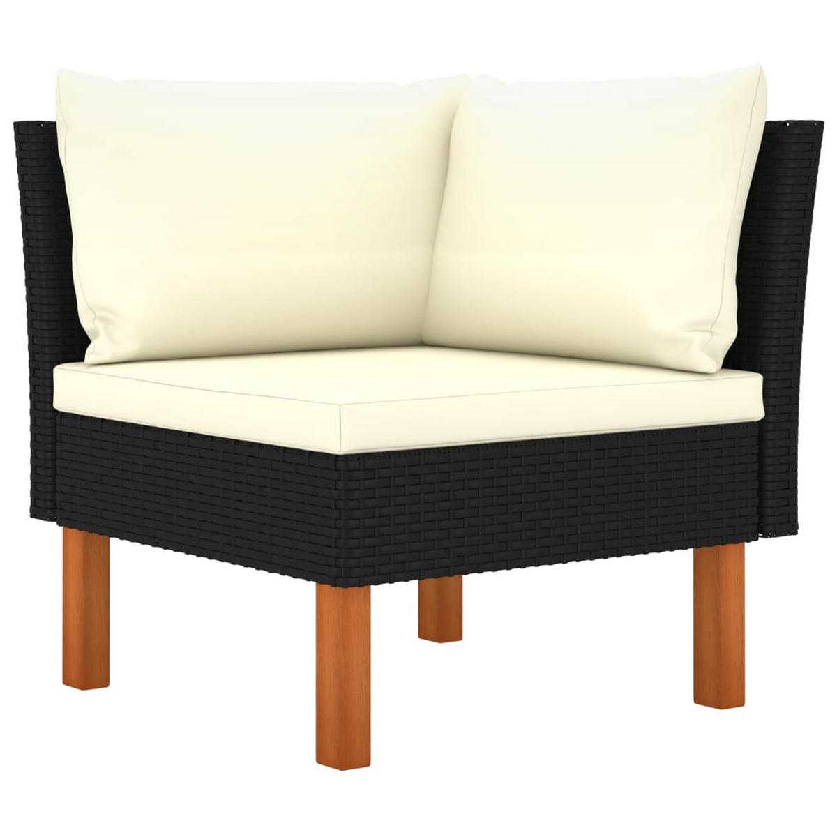 GARTEN-LOUNGE-SET 3Er Set Poly Rattan Und Eukalyptus Massivholz - Schwarz, Kunststoff - vidaXL