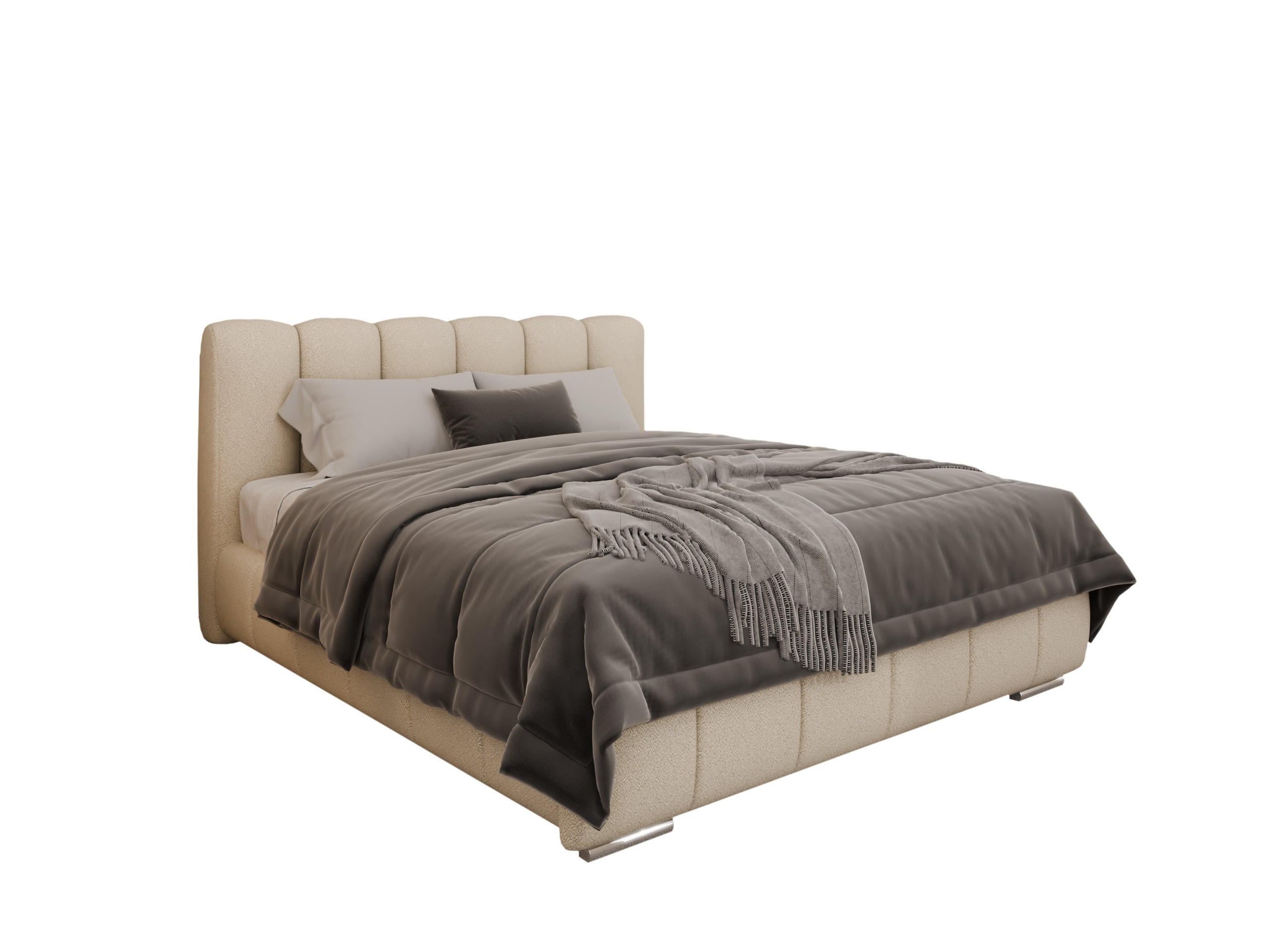 POLSTERBETT ZAIRA 160 x 200 cm mit Bettkasten und Lattenrost, 7-Zonen-Taschenfederkernmatratze CIRA (24 cm) – Beige - Beige, Holz (140/206cm) - Panda Möbel