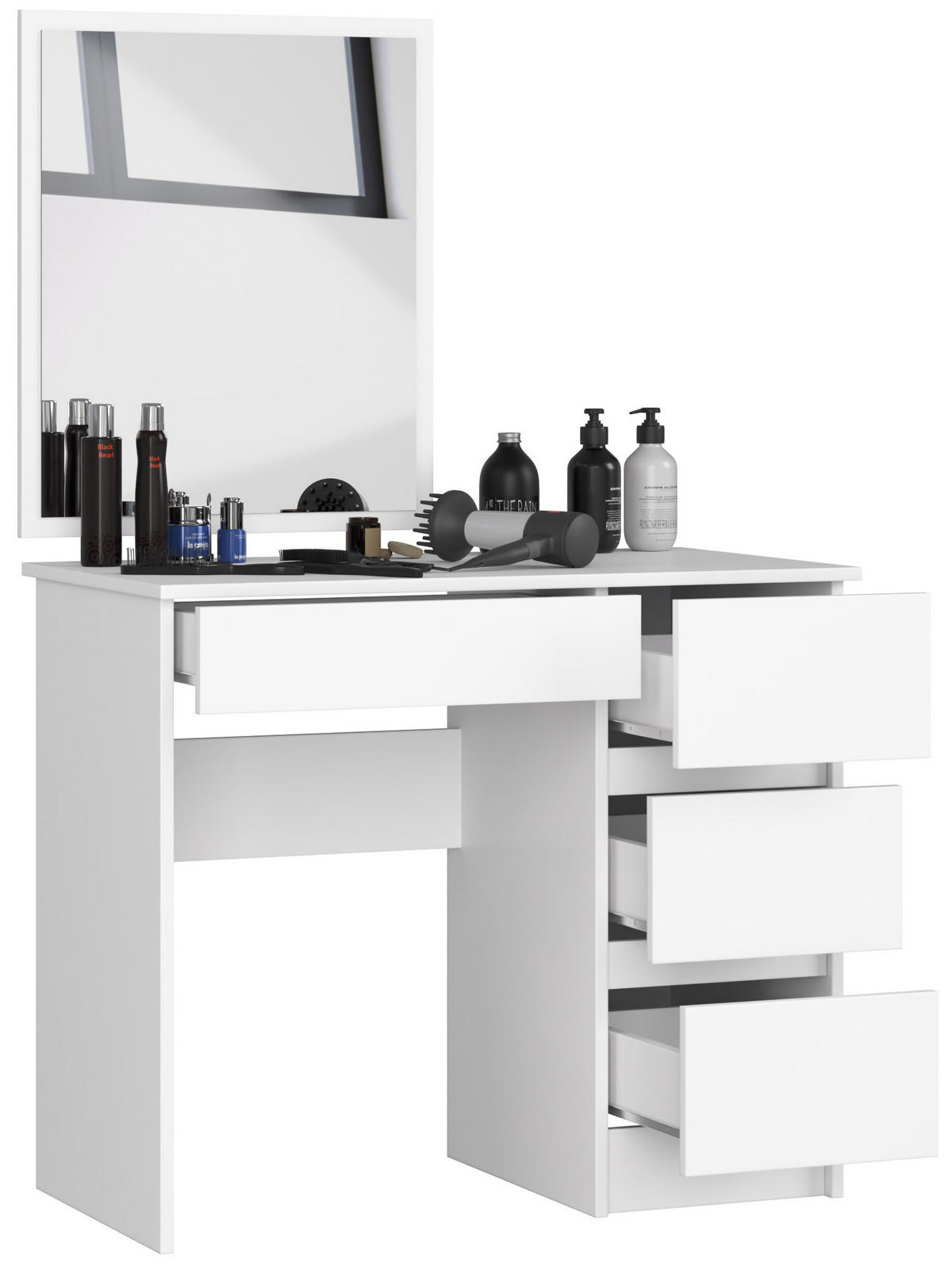 KOZMETIČNA MIZA s ogledalom - bela, leseni material (90/142/50cm) - RAUMHIRSCH FURNITURE