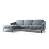 ECKSOFA Links Samt Stoff Blau - Blau/Schwarz, Textil/Metall (160/264cm) - Makamii