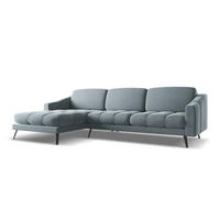ECKSOFA Links Samt Stoff Blau - Blau/Schwarz, Textil/Metall (160/264cm) - Makamii