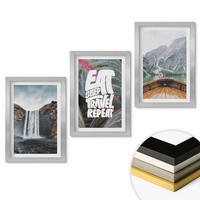 WANDBILDER 3er Set - 20x30 cm Silberner Rahmen - Wasserfall Berge Natur Boot - Silberfarben, Kunststoff (20/30cm) - ArtPrintCave