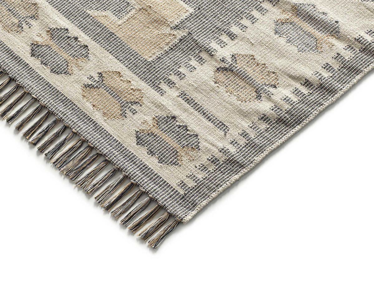 HANDWEBTEPPICH Grau Chandia 80/120 cm - Beige/Multicolor, Naturmaterialien (80/120cm) - Atticgo