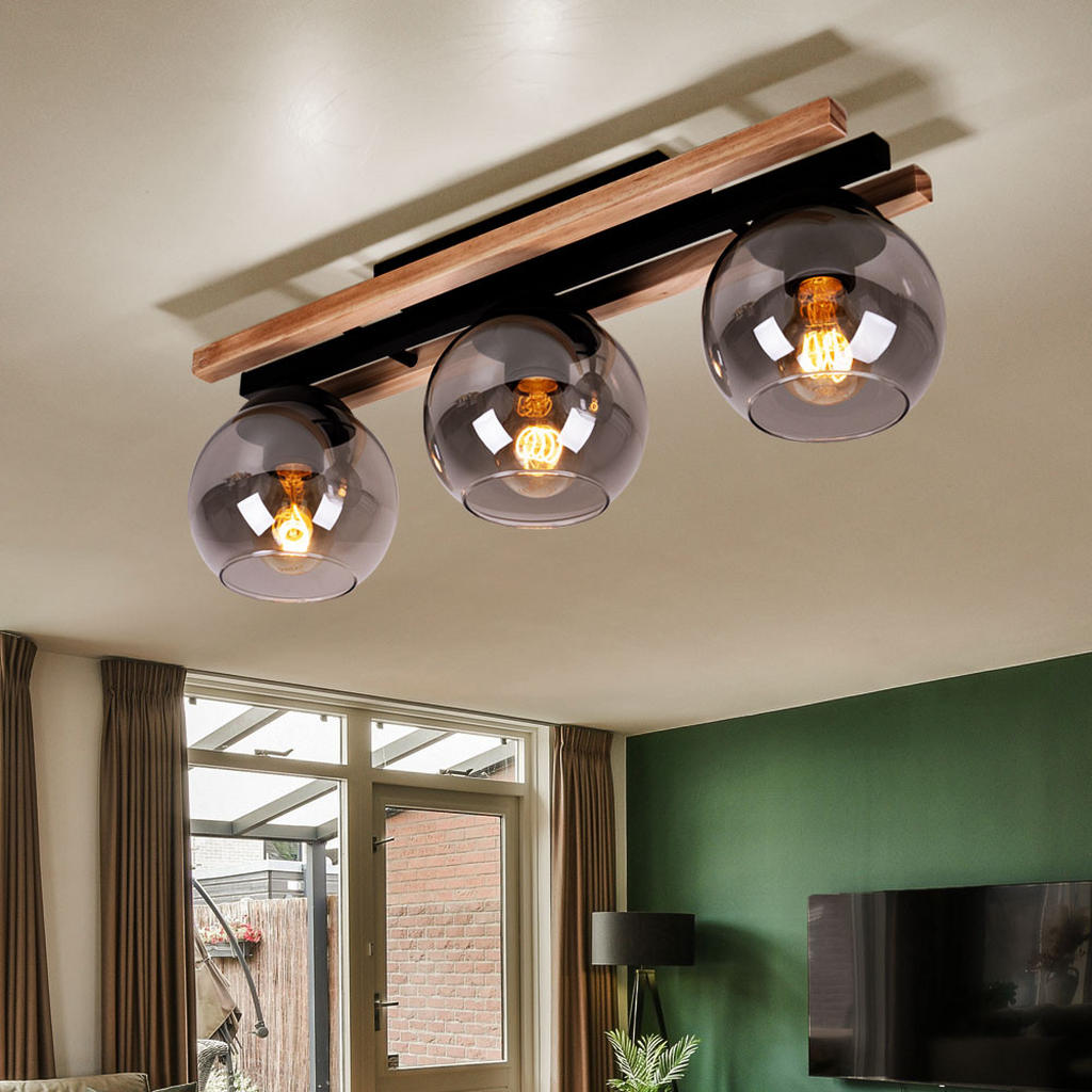 Thumbnail - Globo Lighting Deckenleuchte, Braun, Holz, 15x20.5x60 cm, Lampen & Leuchten, Innenbeleuchtung, Deckenleuchten