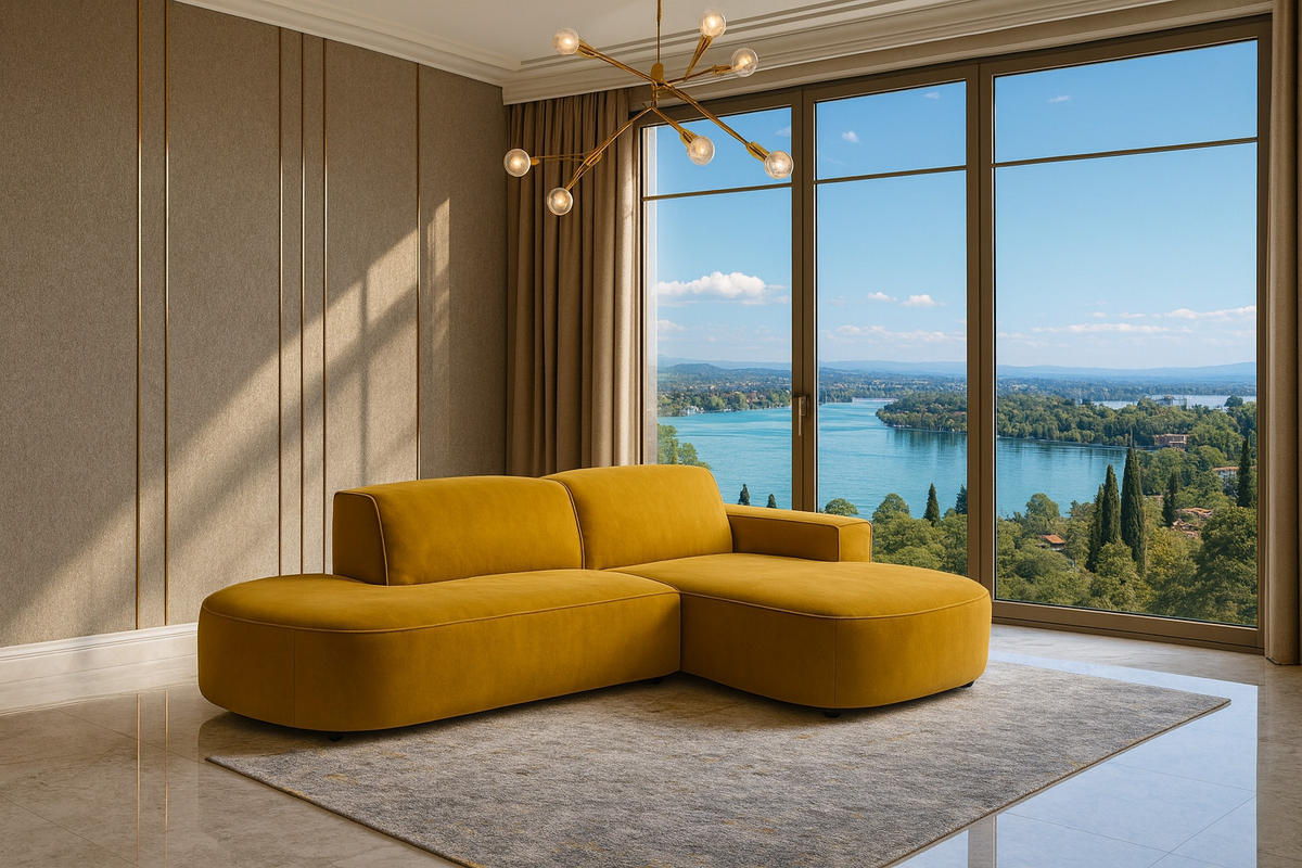 ECKSOFA Cursal Atelier, Stoff Salvador, Gelb, Rechts - Gelb, Holz (284/166cm) - Kaiser Möbel