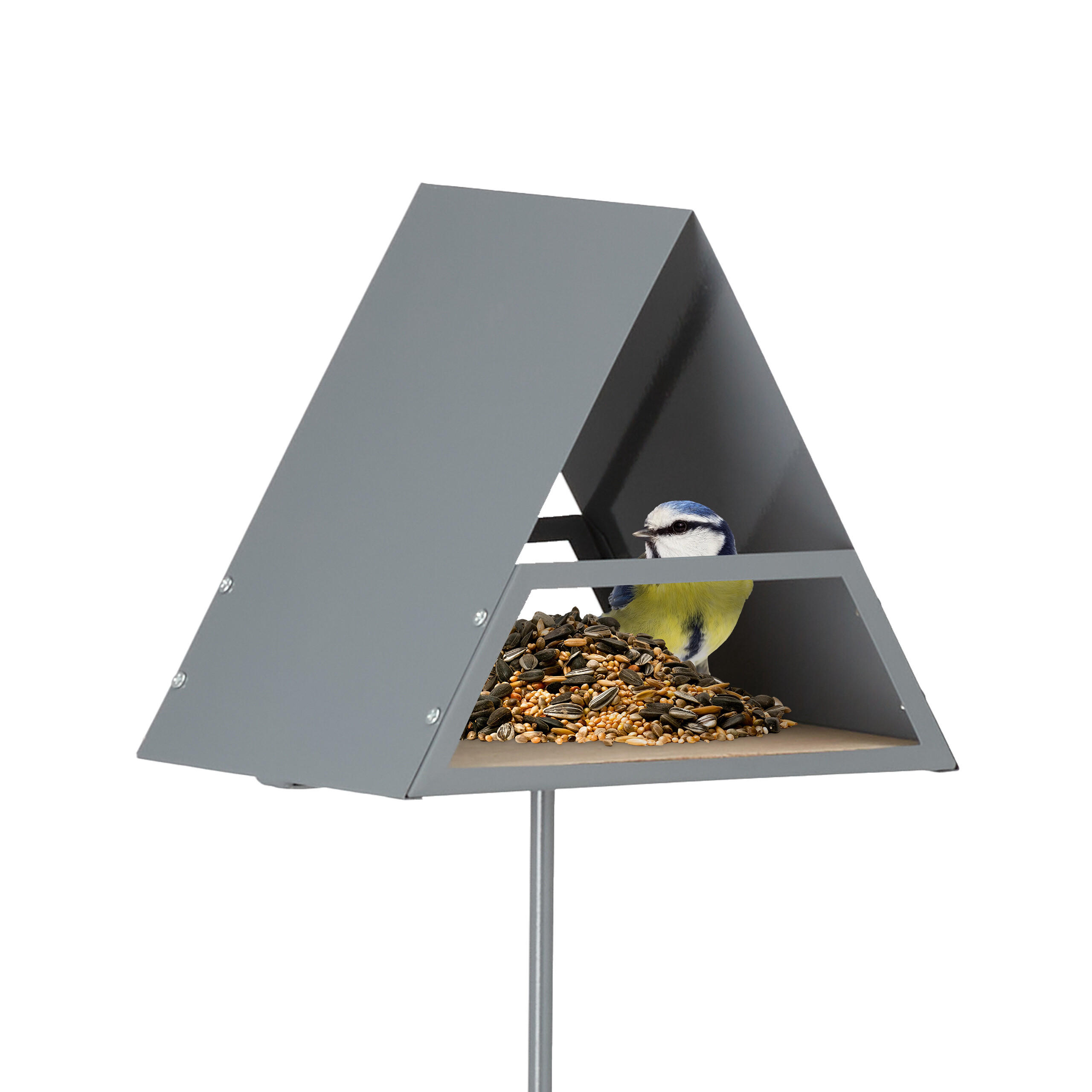 VOGELFUTTERHAUS - Grau, Holz/Metall (25.5/121/19.5cm) - Relaxdays