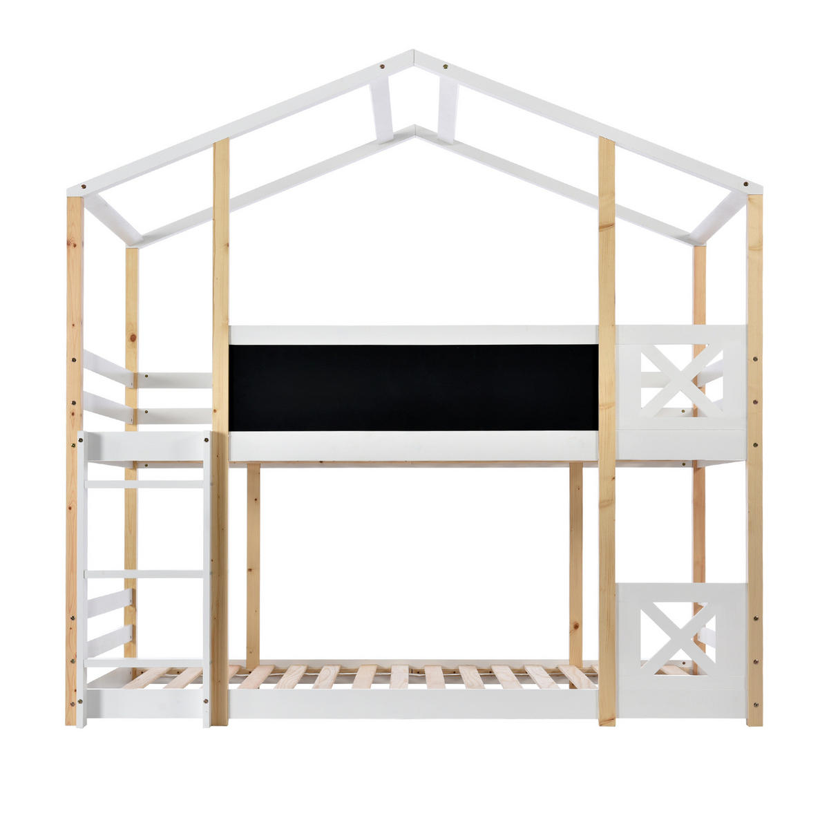 HOCHBETT 90/200 cm in Weiß aus Massivholz mit Tafel und Leiter - Weiß, Holz (90/200cm) - BEAOK
