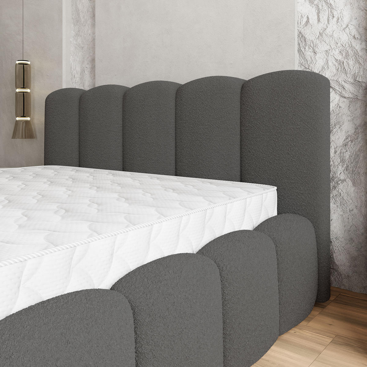 POLSTERBETT FALINA 180x200 cm mit Bettkästen - Grau - Grau, Holz (180/200cm) - MASSENO