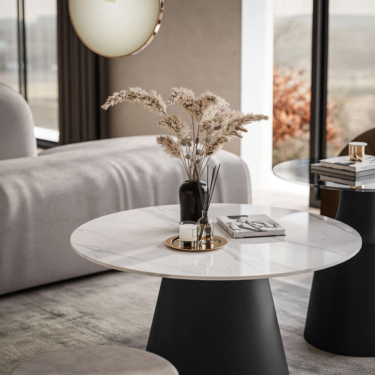 COUCHTISCH 2-in-1 CHANTELLE in Grau - Grau, Glas (70/70/40cm) - Lookway