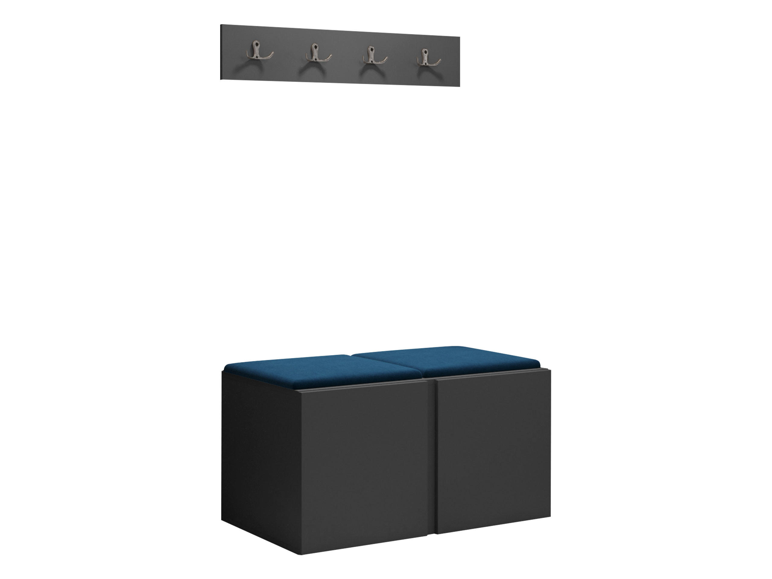 GARDEROBEN-SET Orion VI - Blau/Graphitfarben, Holzwerkstoff/Kunststoff (84/42/46cm) - MIRJAN24