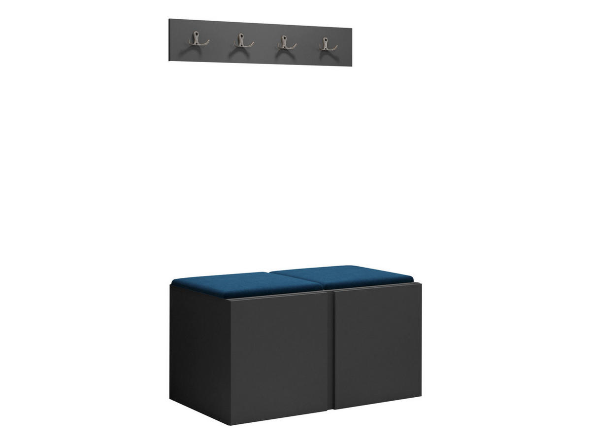 GARDEROBEN-SET Orion VI - Blau/Graphitfarben, Holzwerkstoff/Kunststoff (84/42/46cm) - MIRJAN24