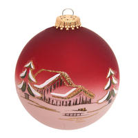 CHRISTBAUMKUGEL Winterdorf Fjornheim Rot 8cm (Glas / 1 Stk.) - Rot, Glas (8/8/8cm)