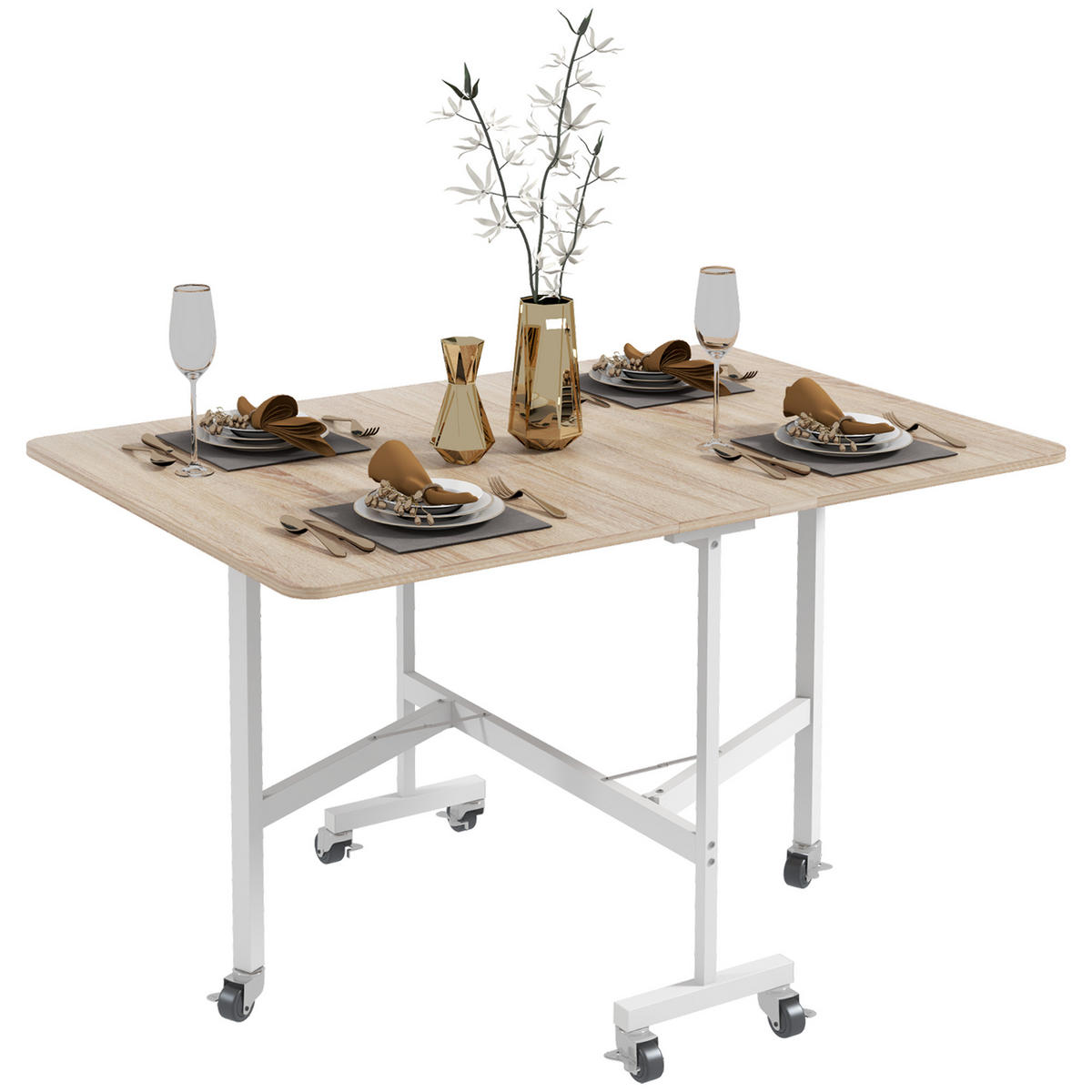 KLAPPTSCH auf Rollen DE-08445 mit Feststellbremse, Eiche - Eichefarben, Holzwerkstoff (120/80/73cm) - ComfortXL