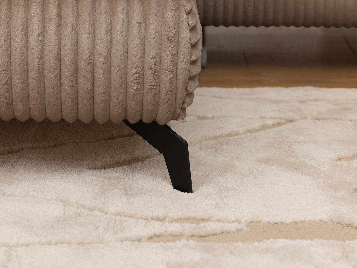 ECKSOFA mit Schlaffunktion und Bettkasten Bonnie aus Beige Cord-Stoff mit verstellbaren Kopfstützen und Armlehne - Ottomane links - Ecru/Beige, Holz/Textil (275/210cm) - S-Style Möbel