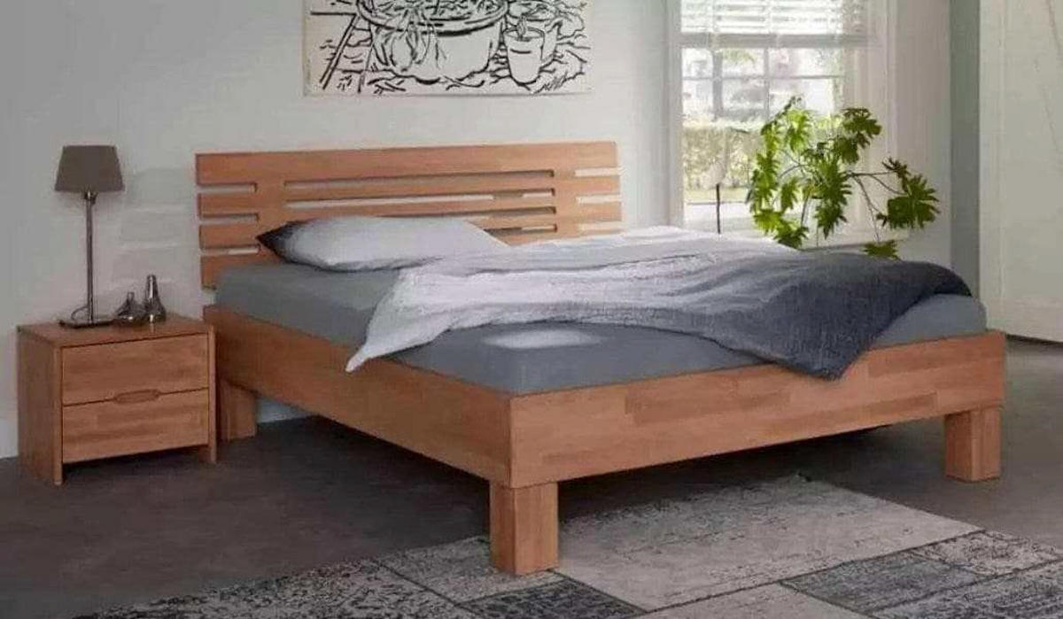 MASSIVHOLZBETT Basic 02 / 140 x 220 cm / buche-natur-geölt - Buchefarben, Holz (140/220cm) - BED BOX