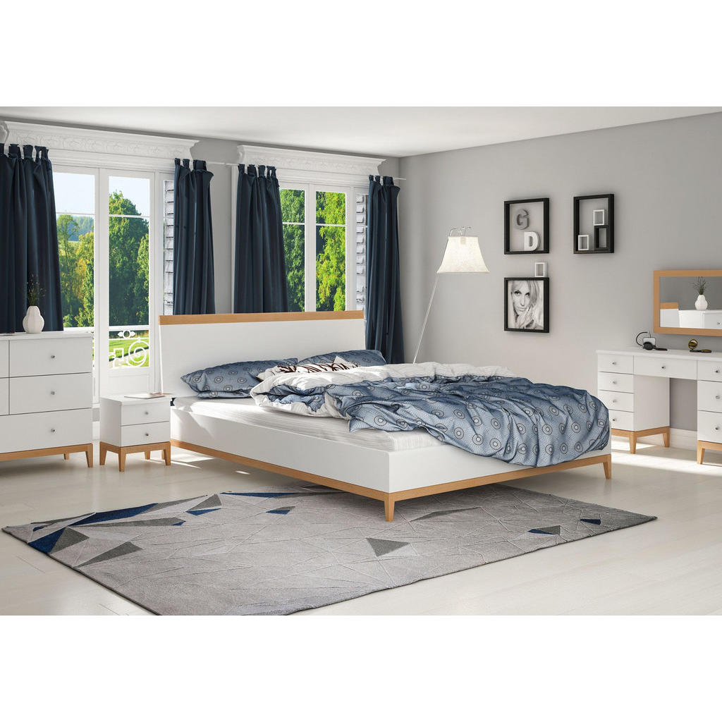 Thumbnail - Visby Holzbett, Weiß, Holz, 200x200 cm, Schlafzimmer, Betten
