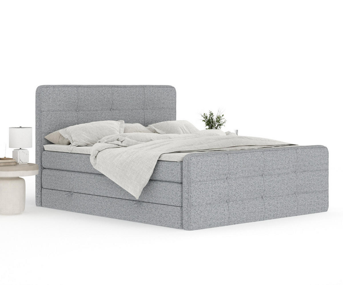 BOXSPRINGBETT Semplice Grau 200/200 cm - Schwarz/Grau, Holz/Holzwerkstoff (200/200cm) - Maison de Reve