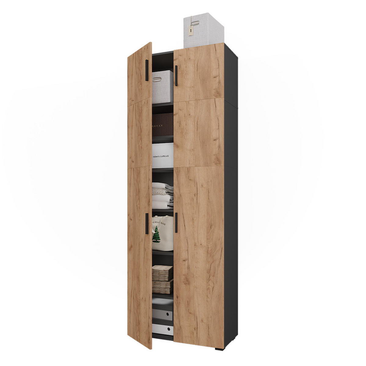 UNIVERZÁLNÍ SKŘÍŇ Ingo Antracit/zlatý dub - antracitová, kompozitní dřevo (80/223.8/37cm) - Vicco