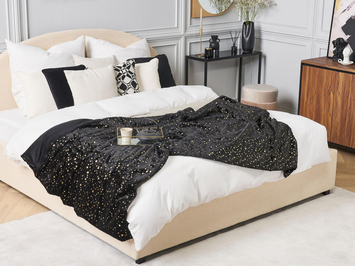 DECKE Schwarz Alazeya 150/200 cm - Schwarz, Textil (150/200cm) - Beliani