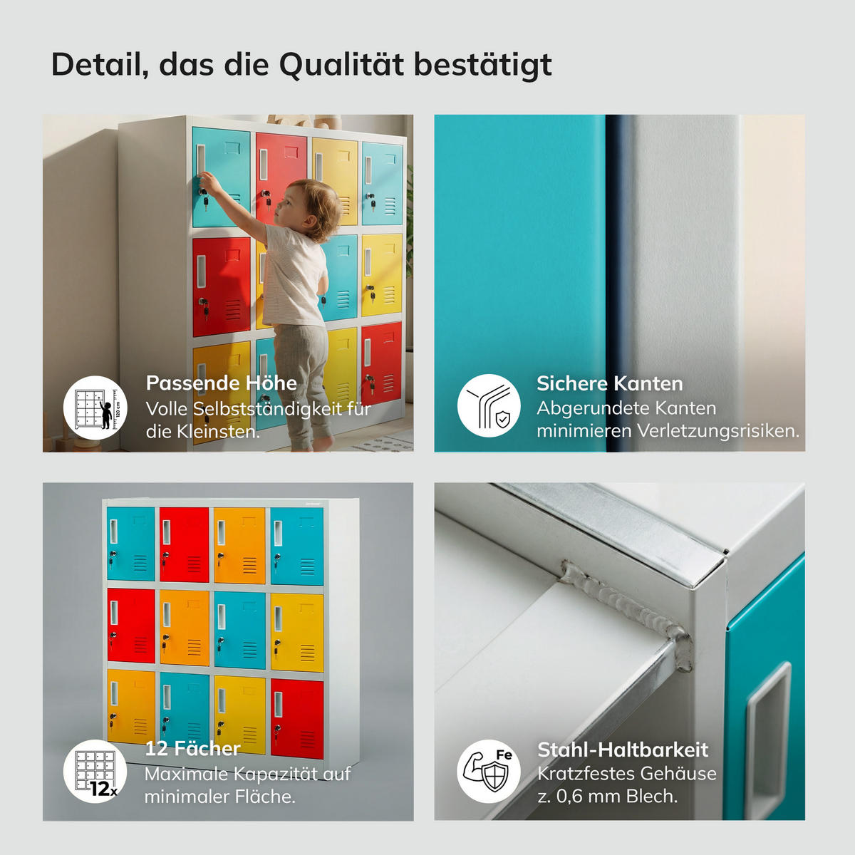 SCHLIESSFACHSCHRANK OLA - Blau/Gelb, Metall (109/120/45cm) - Jan Nowak