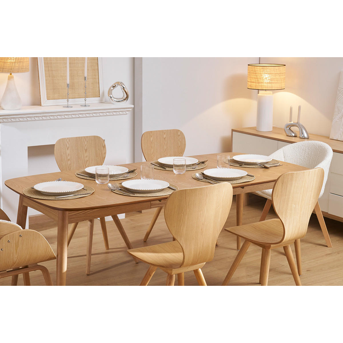 ESSTISCH Ausziehbar Esche 130-190 NORDECO - Grün, Holz (190/90/75.5cm) - Miliboo