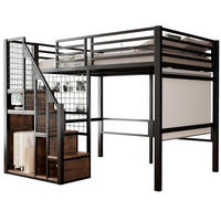 HOCHBETT 140/200 cm in Schwarz Kinderbett mit Stauraum, Treppe und Kleiderstange - Schwarz, Holzwerkstoff/Metall (140/200cm) - STILVORA