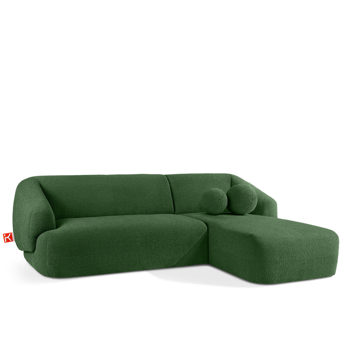 ECKSOFA RECHTS VIRA, Grün, Bouclé - Schwarz/Grün, Holz/Holzwerkstoff (300/160cm) - KONSIMO®