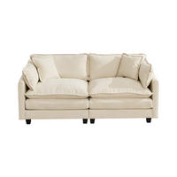 SOFA modular Chenille Beige 2er-Paket - Beige, Holz (75/84/195cm) - Meubliv