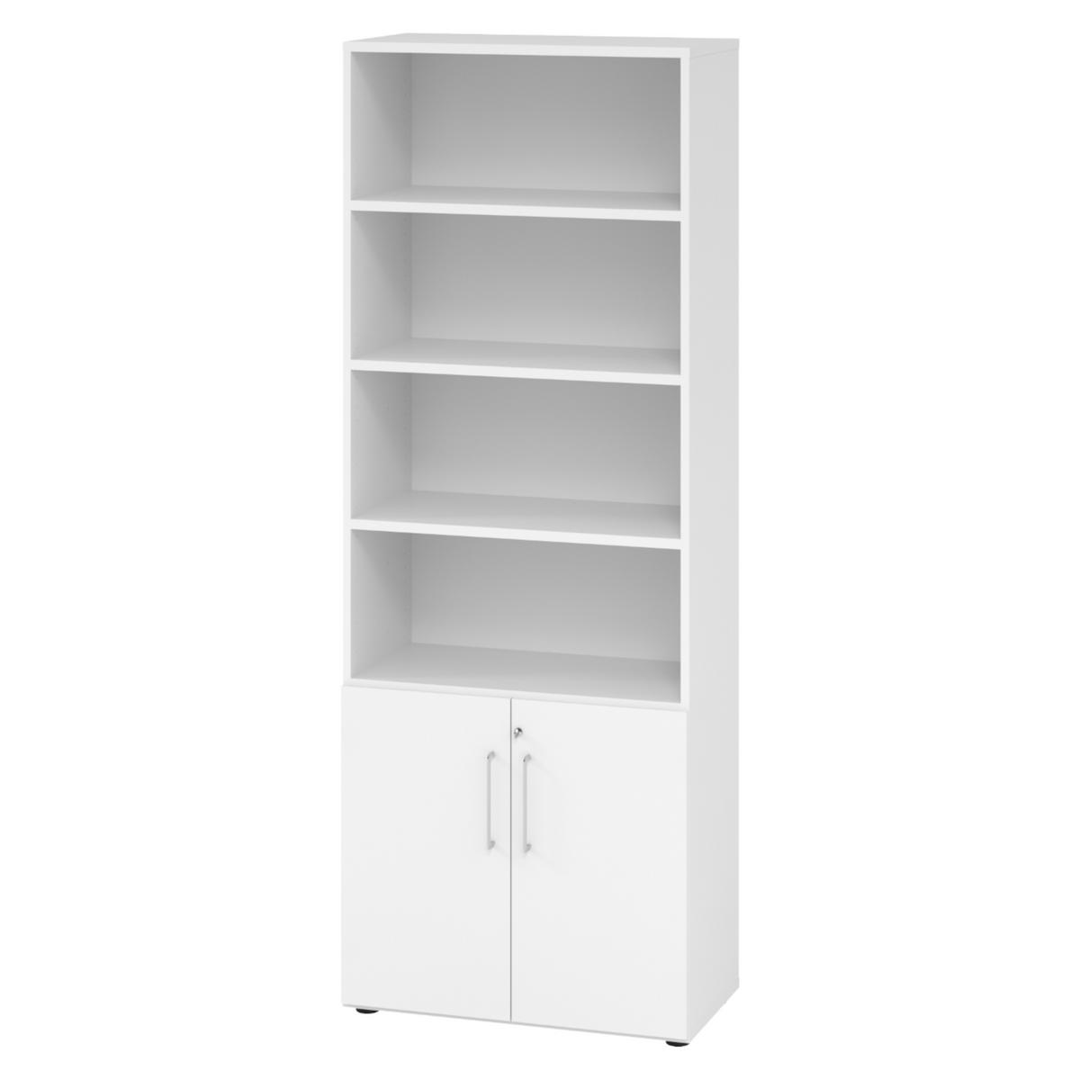 KOMBISCHRANK - 2 plus 4 Ordnerhöhen 42/80/215,6 cm in Weiß - Weiß, Holzwerkstoff (80/215.6/42cm) - bümö