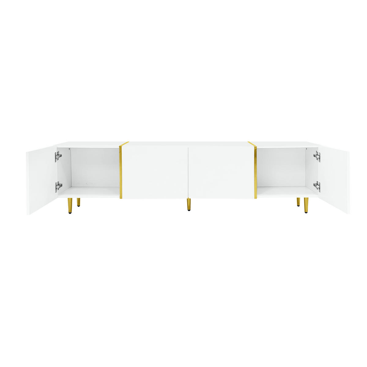 TV-SCHRANK 170/35/46 cm weiß Hochglanz mit vier Türen und Soft-Close-Scharniere - Weiß, Holzwerkstoff (170/46/35cm) - OKWISH
