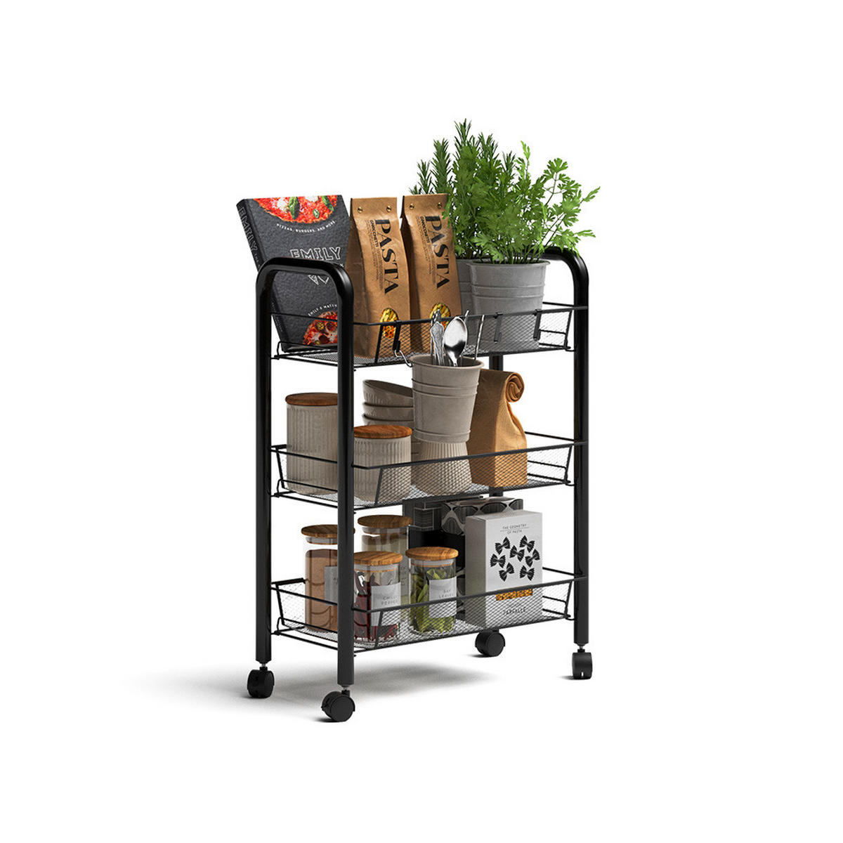 POJÍZDNÝ KONTEJNER Tarro Černá - černá, kov (45/64/27cm) - Vicco