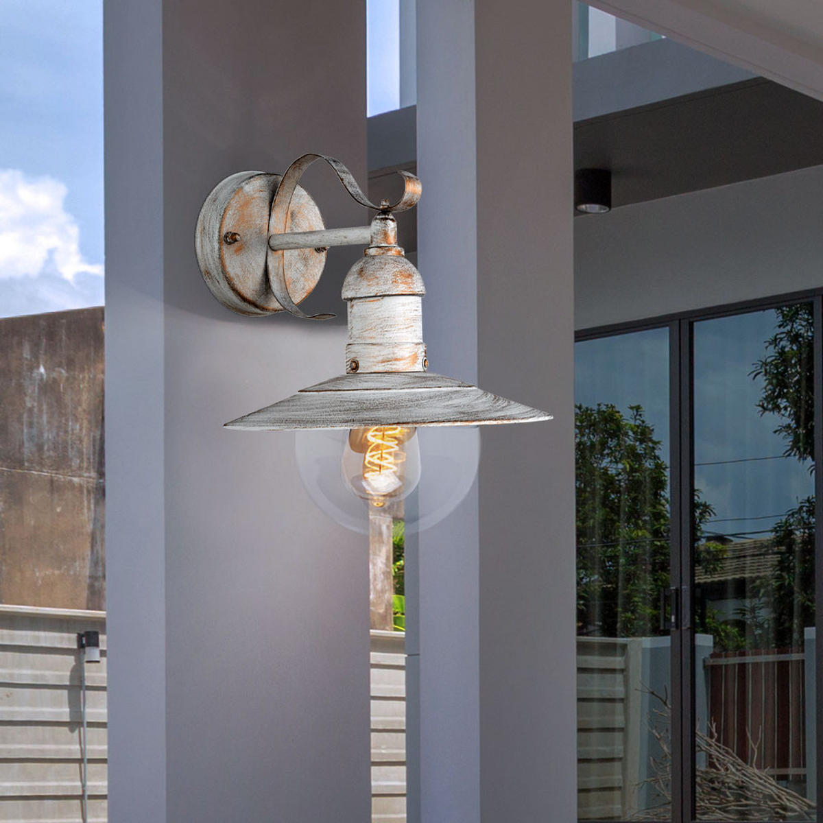 WANDLEUCHTE Landhausstil Weiß Gold - Weiß, Metall (27.2/24/25.6cm)