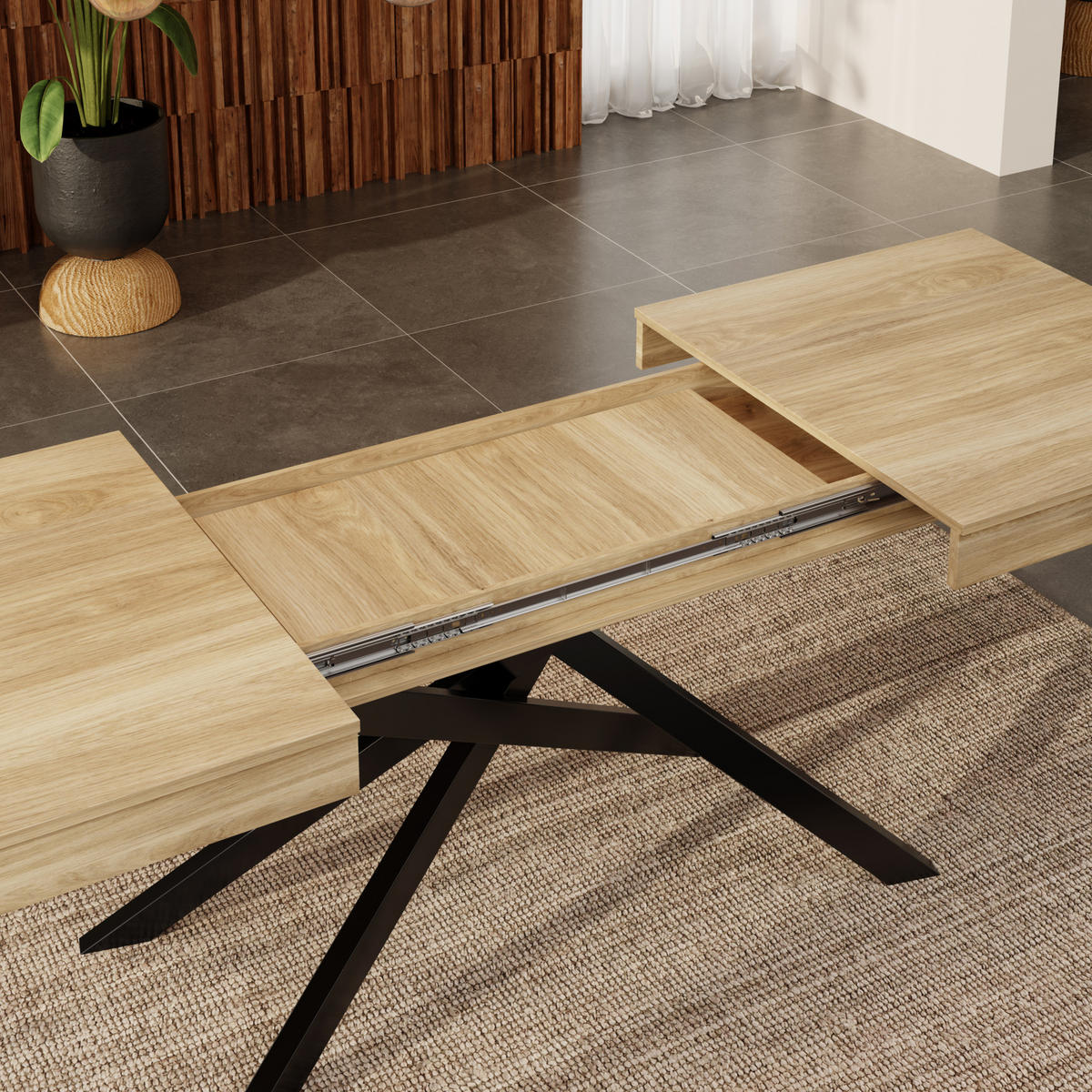 AUSZIEHTISCH 140/180/80 cm Eiche MDF-Esstisch mit 93 mm Tischplatte - Eichefarben, Holzwerkstoff (180/80/76cm) - OKWISH