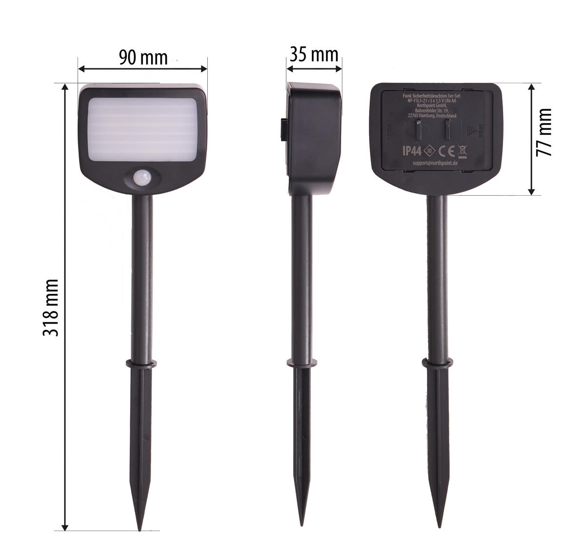 LED-BATTERIE-SICHERHEITSLEUCHTE - mit Bewegungsmelder und Funk-Aktivierung für Garten und Terrasse, 6er-Set - Weiß, Kunststoff (3.9/9/31.7cm) - Northpoint