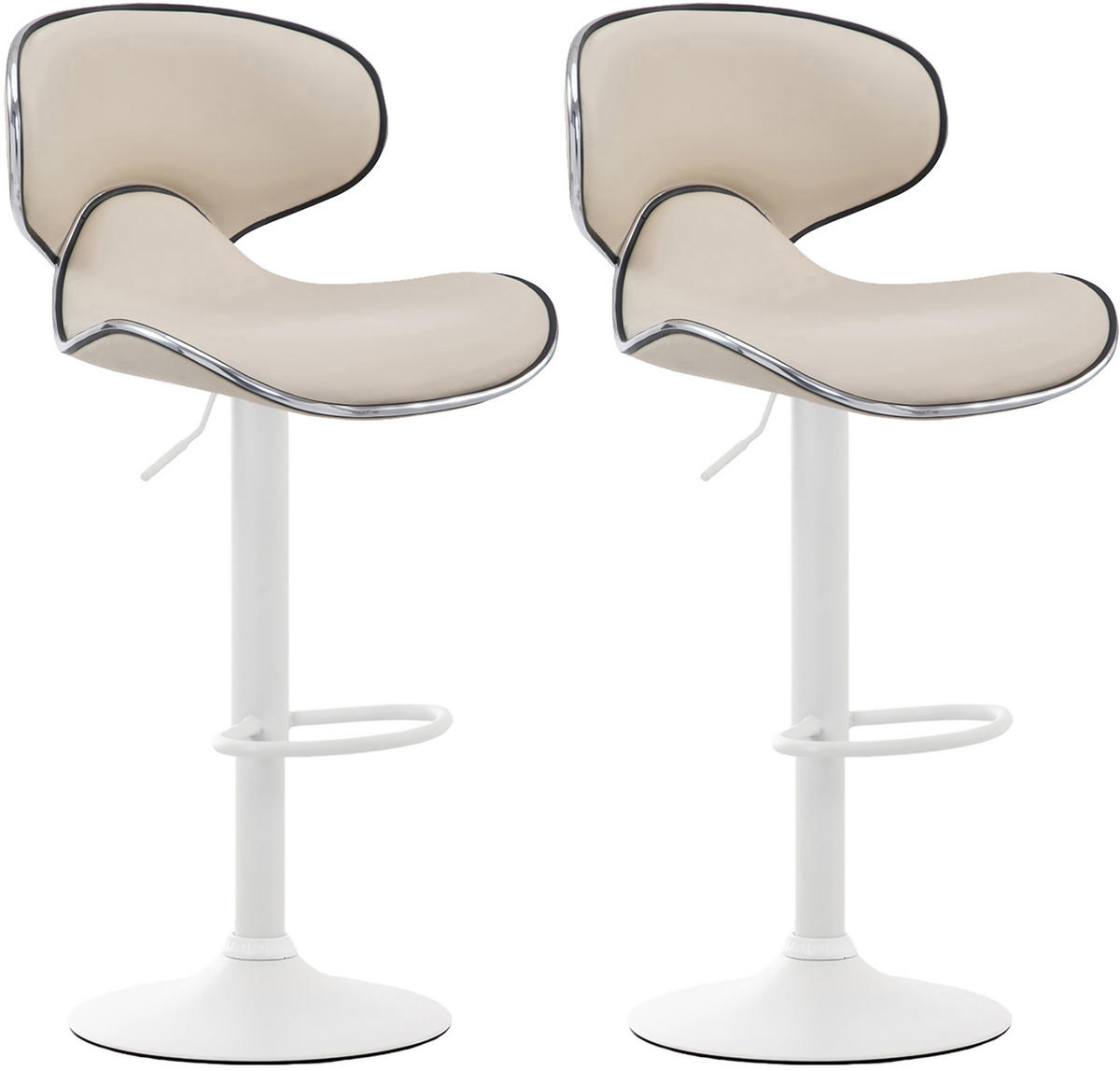 BARHOCKER 2er Set Las-Mallorcas Kunstleder weiß creme - Creme/Weiß, Kunststoff/Metall (46/108/49cm) - TPFLiving