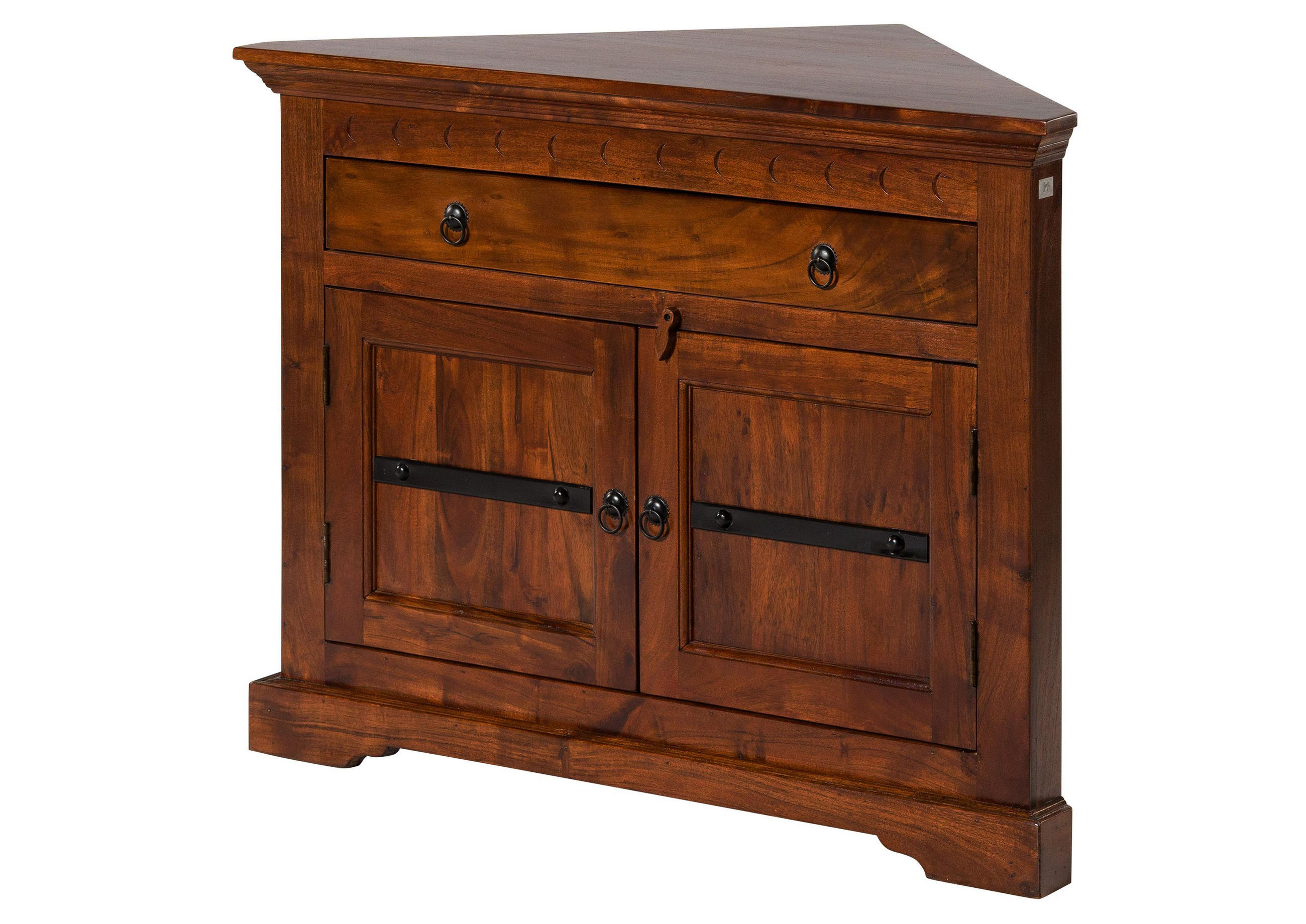 ECKKOMMODE Akazie 107x54x80 nougat lackiert OXFORD #505 - Dunkelbraun, Holz (107/80/54cm) - Massivmoebel24