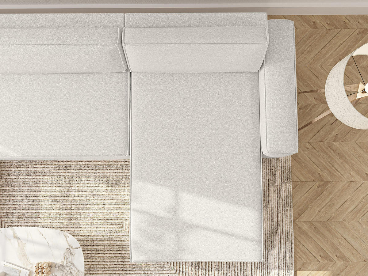 WOHNLANDSCHAFT Lummo U mit Schlaffunktion, Cremeweiß - Weiß, Textil (386/70/185cm) - Fedve