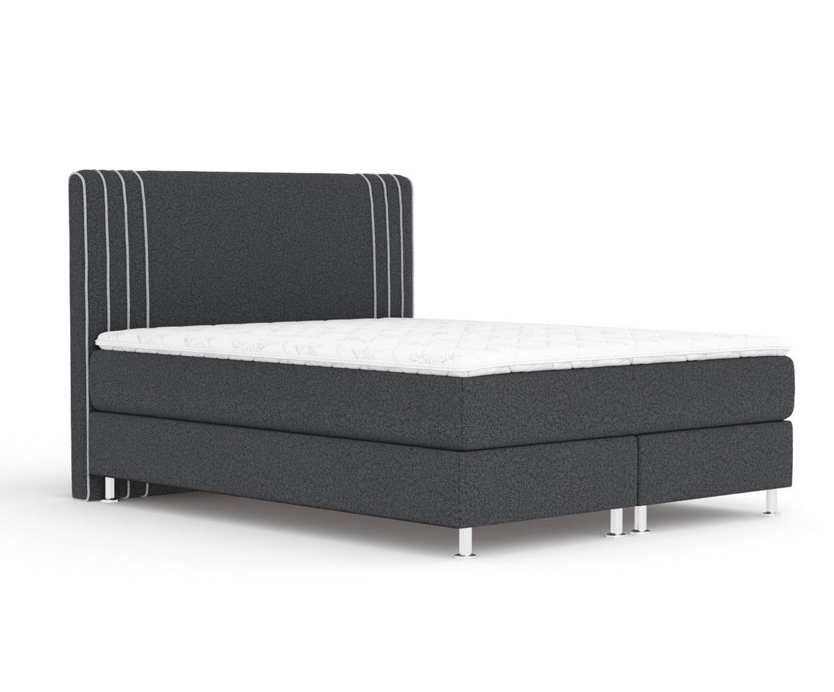 BOXSPRINGBETT Casone Schwarz/Hellgrau 200/200 cm mit Latex-Topper - Silberfarben/Hellgrau, Holz/Holzwerkstoff (200/200cm) - Maison de Reve