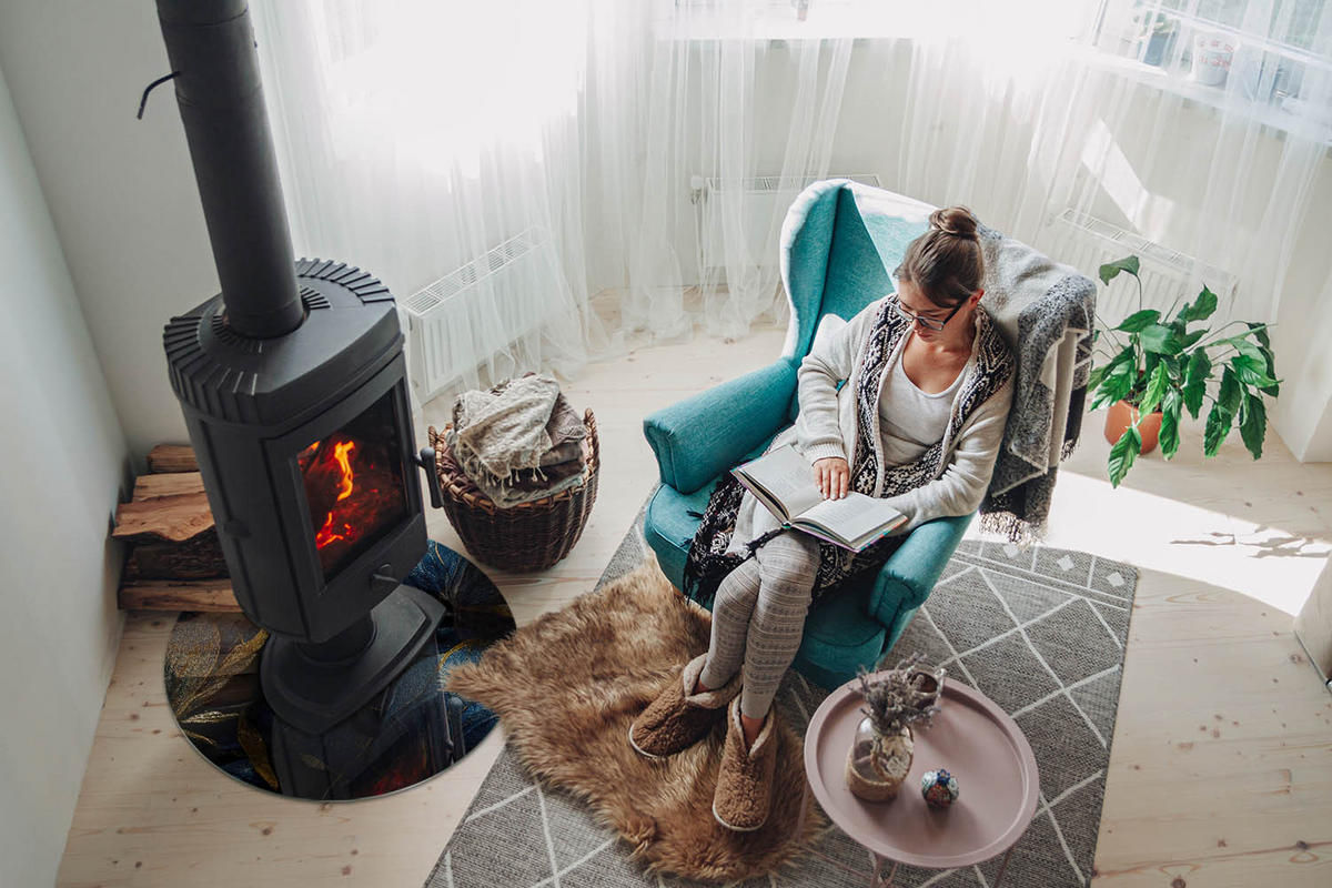 GLASPLATTE für Kamin Ø 60 cm Marineblau - Dunkelblau, Glas (60/60/0.4cm) - ArtPrintCave