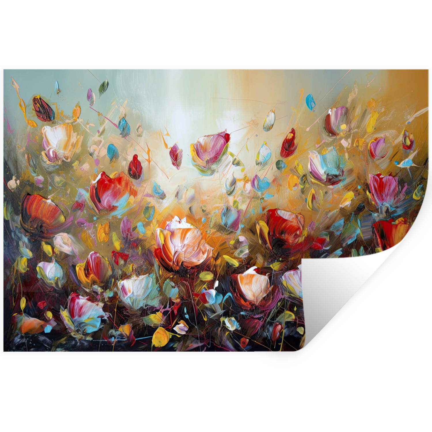 WANDTATTOO Blumen - Kunst - Natur - Ölgemälde 120x80 cm - Multicolor, Kunststoff (120/80/0.1cm) - MuchoWow