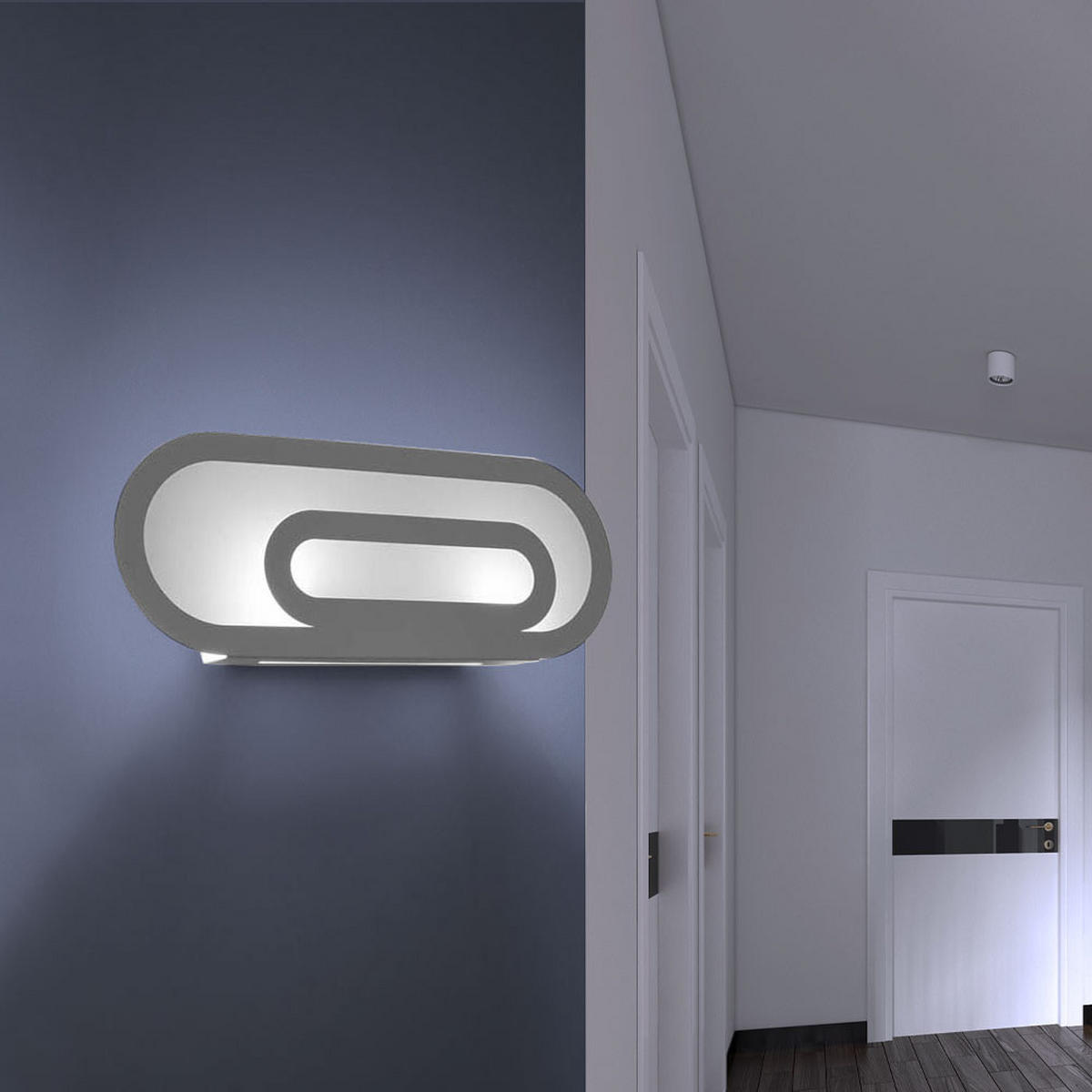 WANDLEUCHTE Stahl Weiß Glas - Weiß, Glas (4/15/40cm)