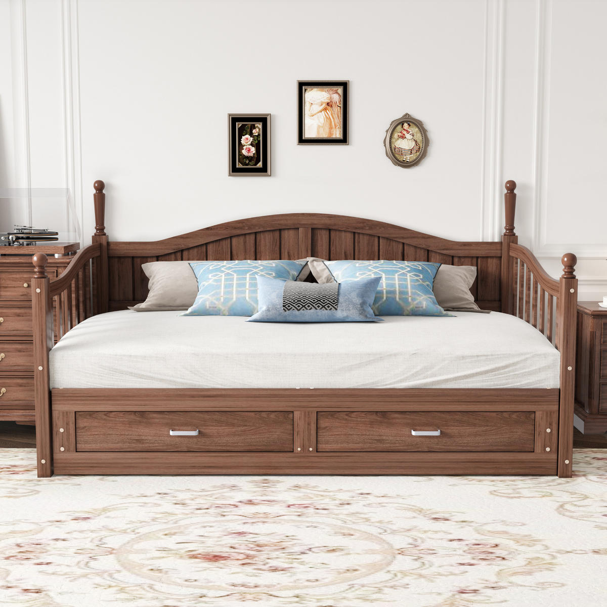 MULTIFUNKTIONSBETT 90/190 cm naturfarben aus Holz mit Ausziehfunktion und Schubladen - Naturfarben, Holzwerkstoff (90/190cm) - OKWISH