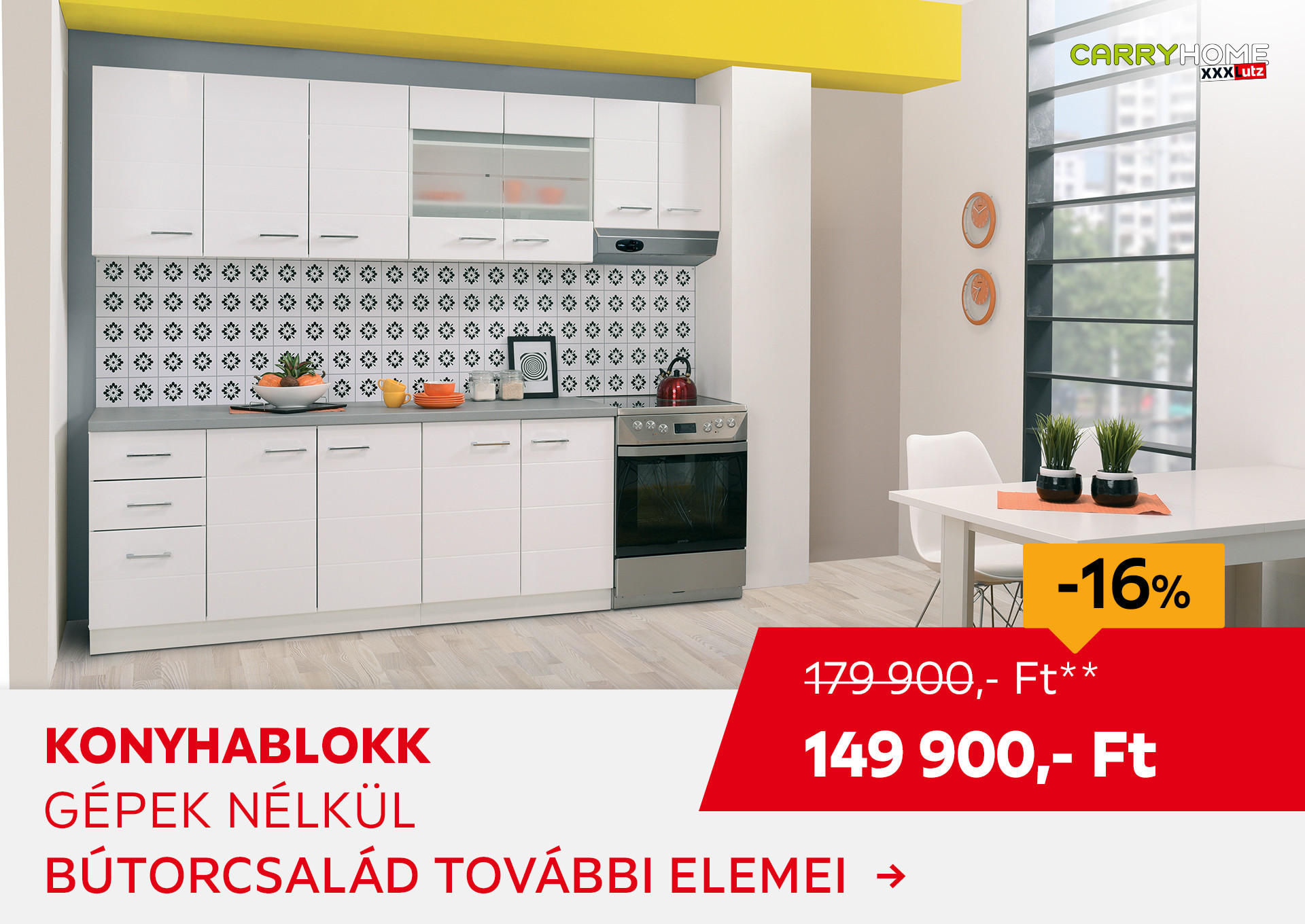 KONYHABLOKK GÉPEK NÉLKÜL Kiemelt termék 179900 Ft.- helyett 149900 Ft.-