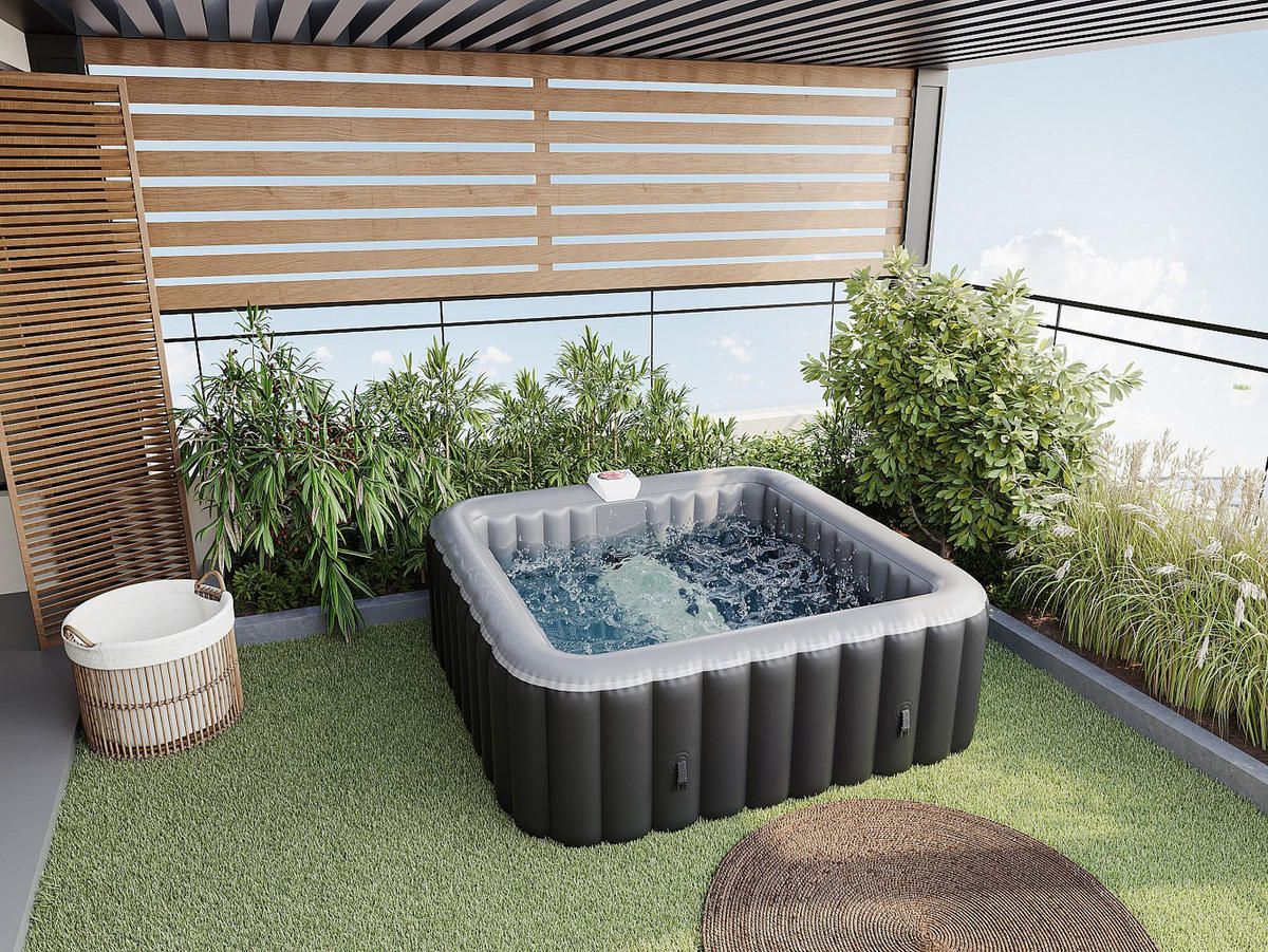 AUFBLASBARER Whirlpool - 6 Personen - Plastik - Schwarz - - Schwarz, Kunststoff (185/65/185cm) - Vente-Unique