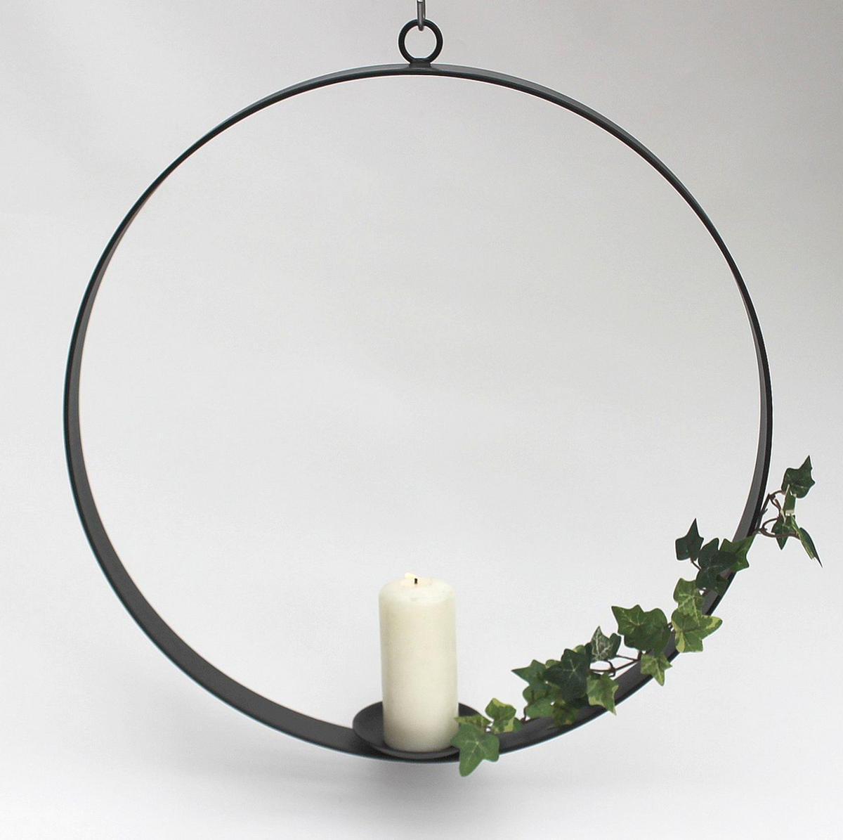 WANDKERZENHALTER rund Metall Schwarz 50 cm - Schwarz, Metall (50/50/4cm) - DanDiBo