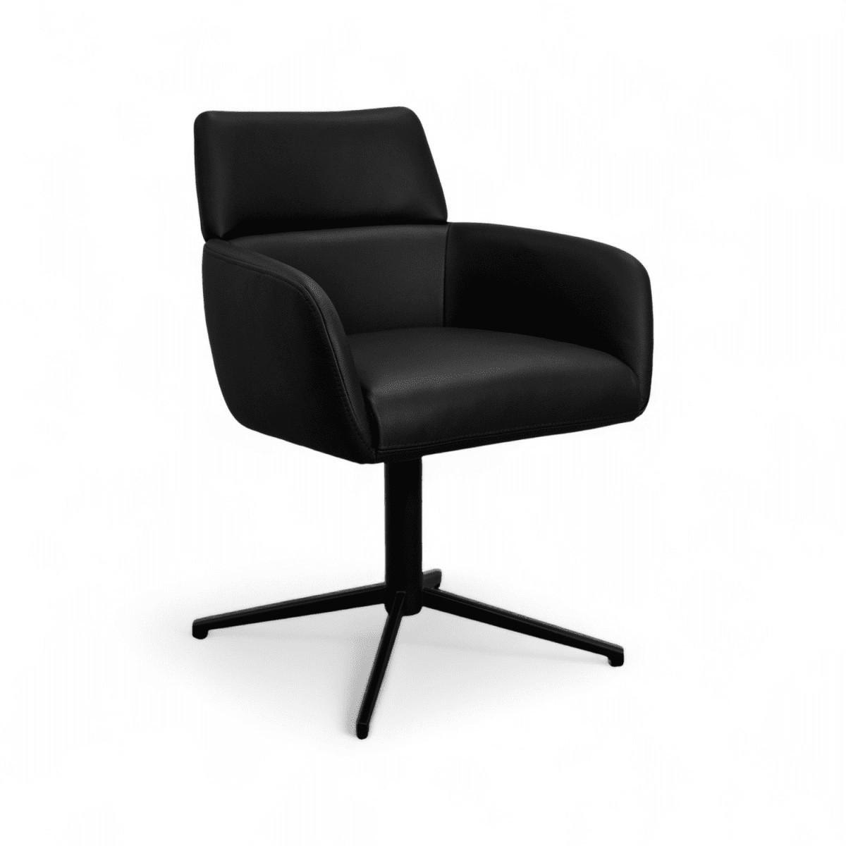 STUHL 1 Stück in Echtleder Schwarz - Schwarz, Leder/Metall (58/83/58cm) - Furnhouse