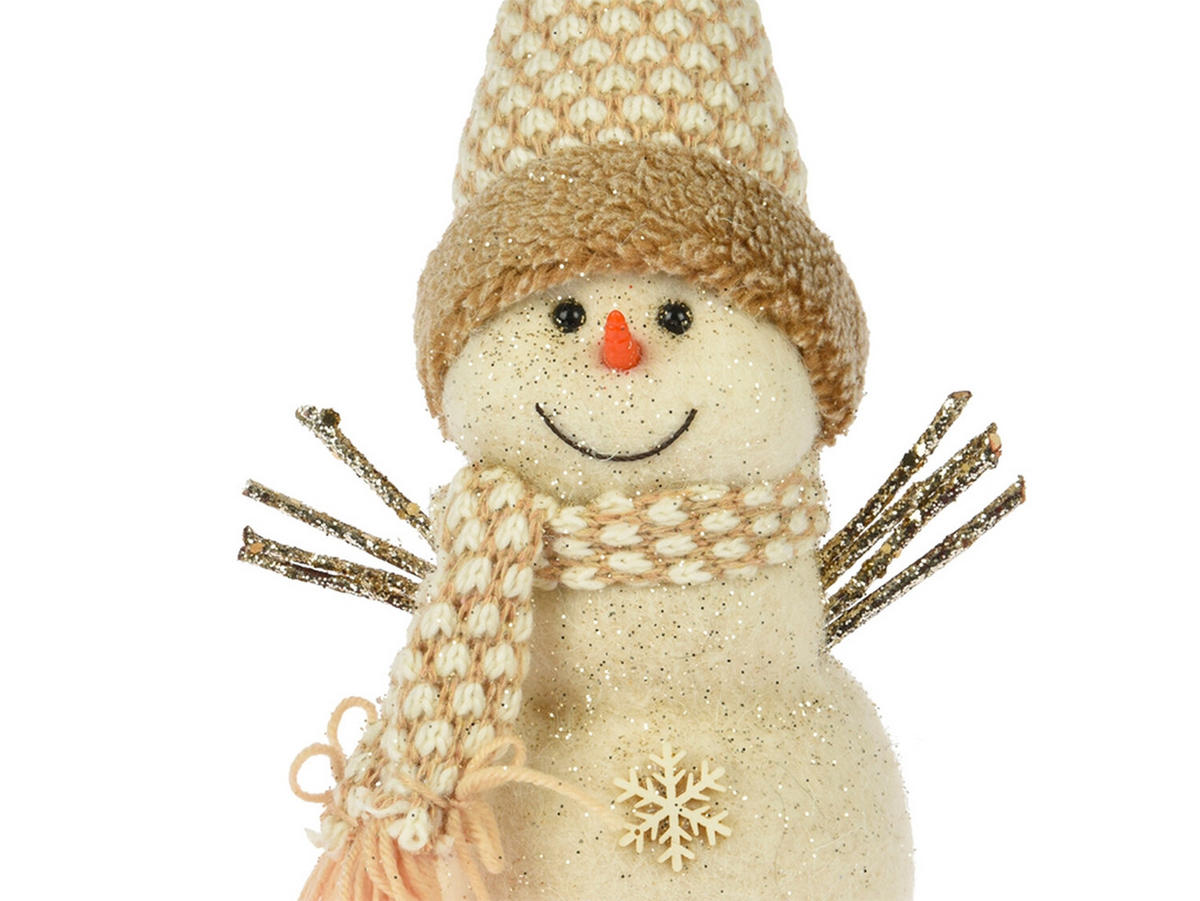 LAALU DEKORATION Schneemann creme 14 x 32 cm - Creme, Kunststoff/Textil (30/20/40cm) - LAALU