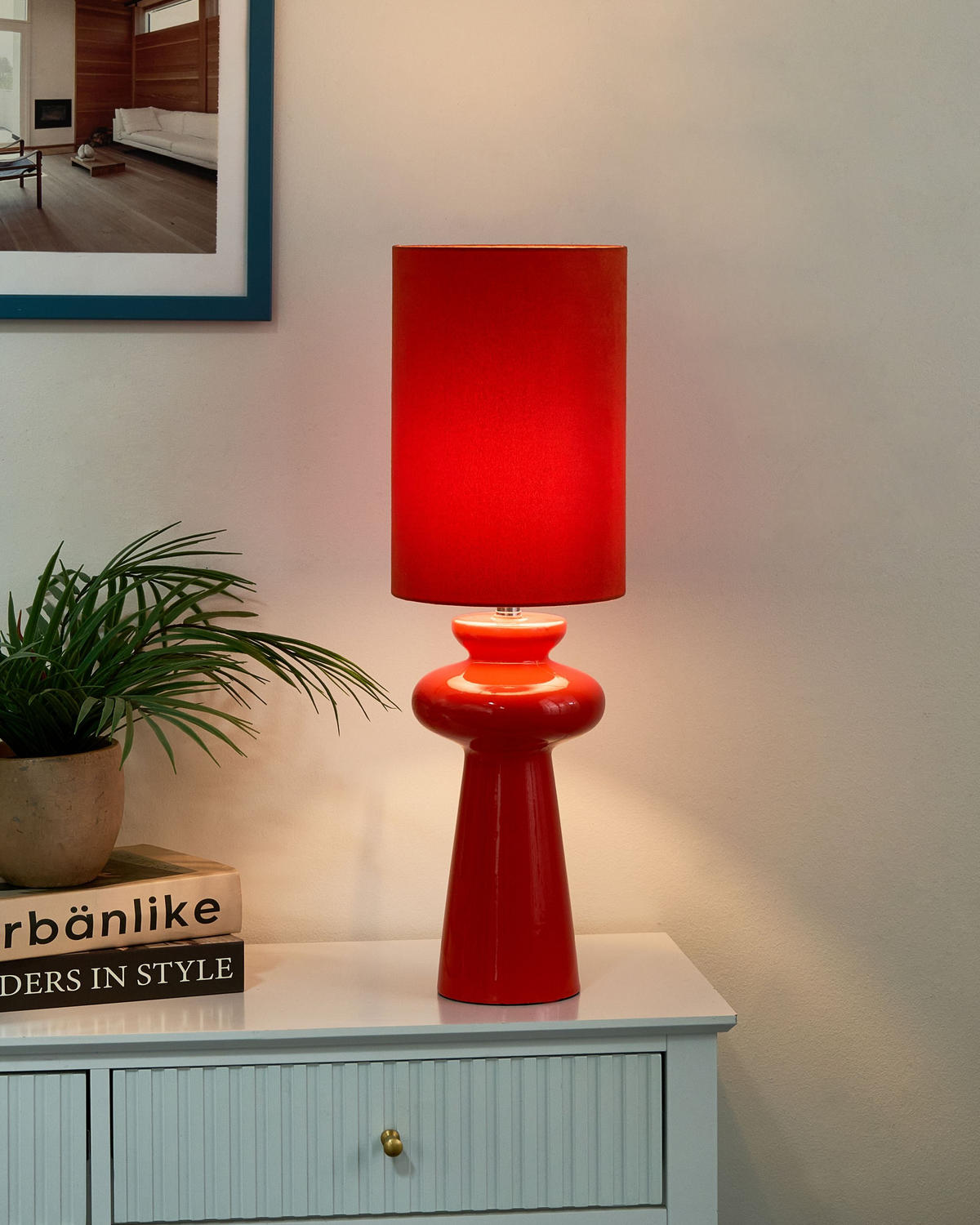 TISCHLAMPE Rot Oteros - Rot, Textil (19/19/62cm) - Beliani